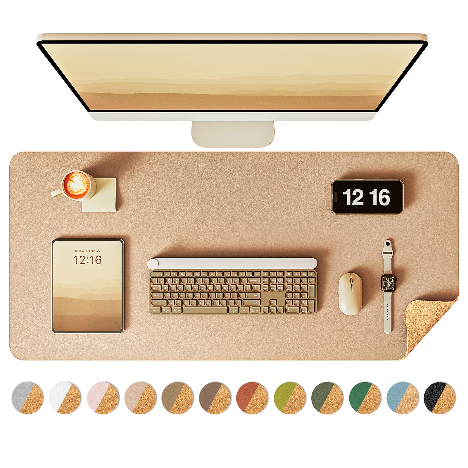 YSAGi Double-Sided Desk Pad, Leather Desk Mat