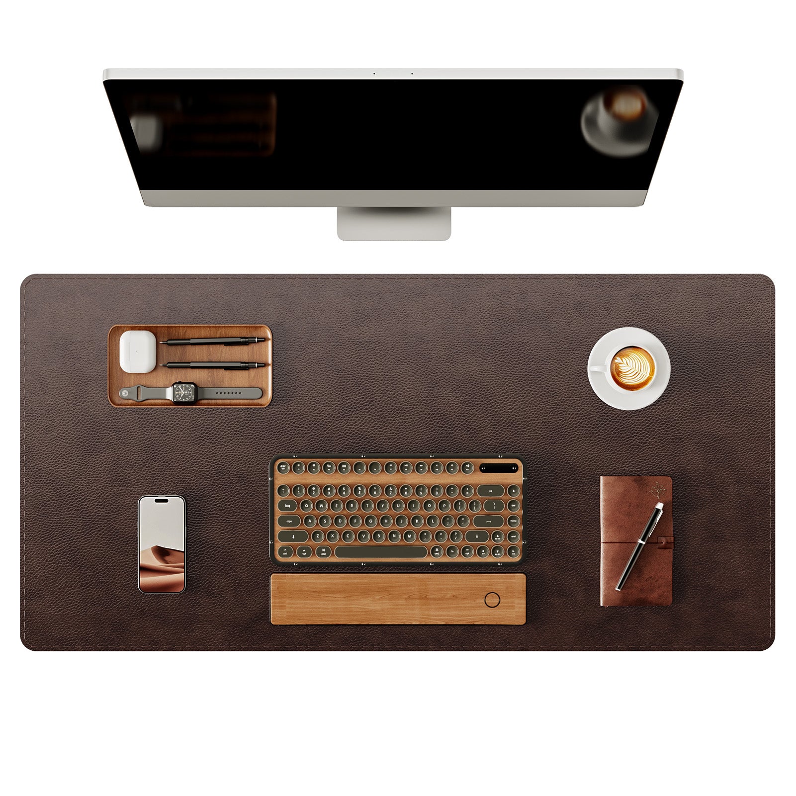 YSAGi Genuine Leather Desk Mat, 31.5"x15.8" Office Desk Pad