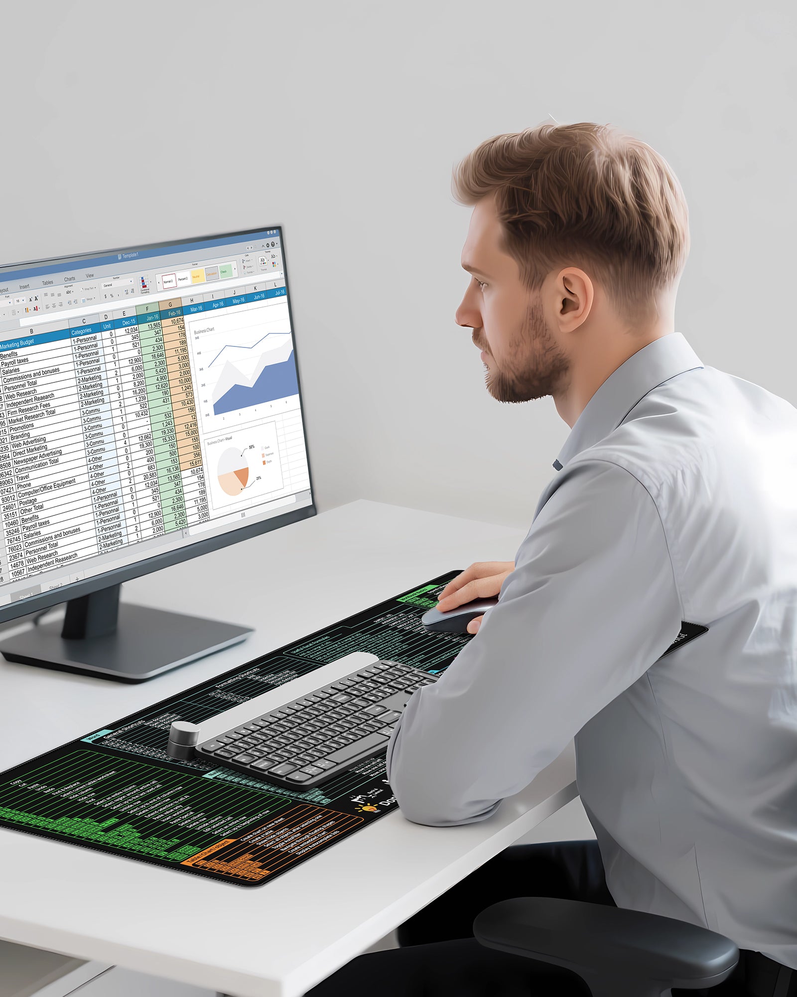 Excel/Word/PowerPoint Shortcut Keys Mouse Pad