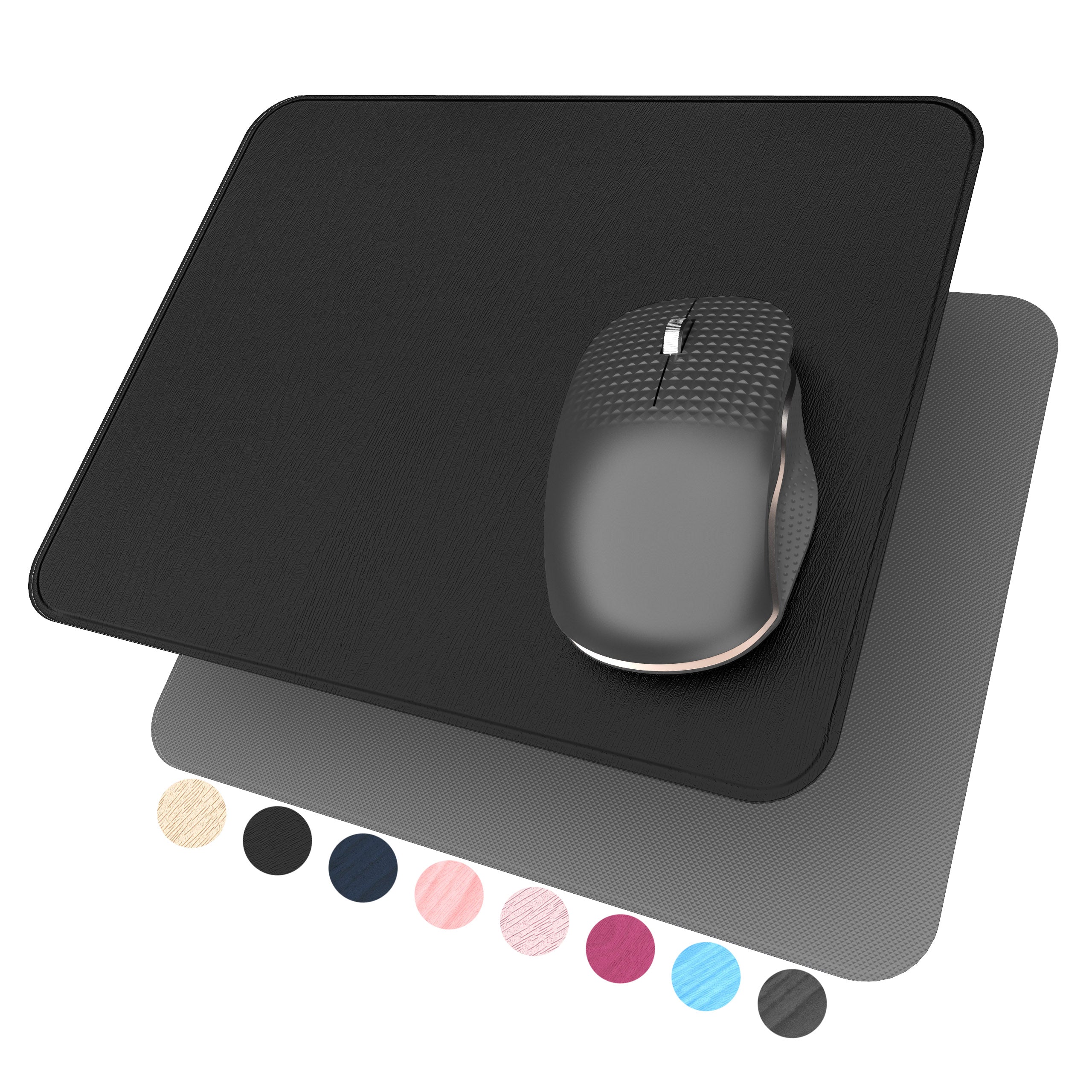 Hard Mouse Pad,Ultra Thin Wood-Textured PU Leather Mouse Mat