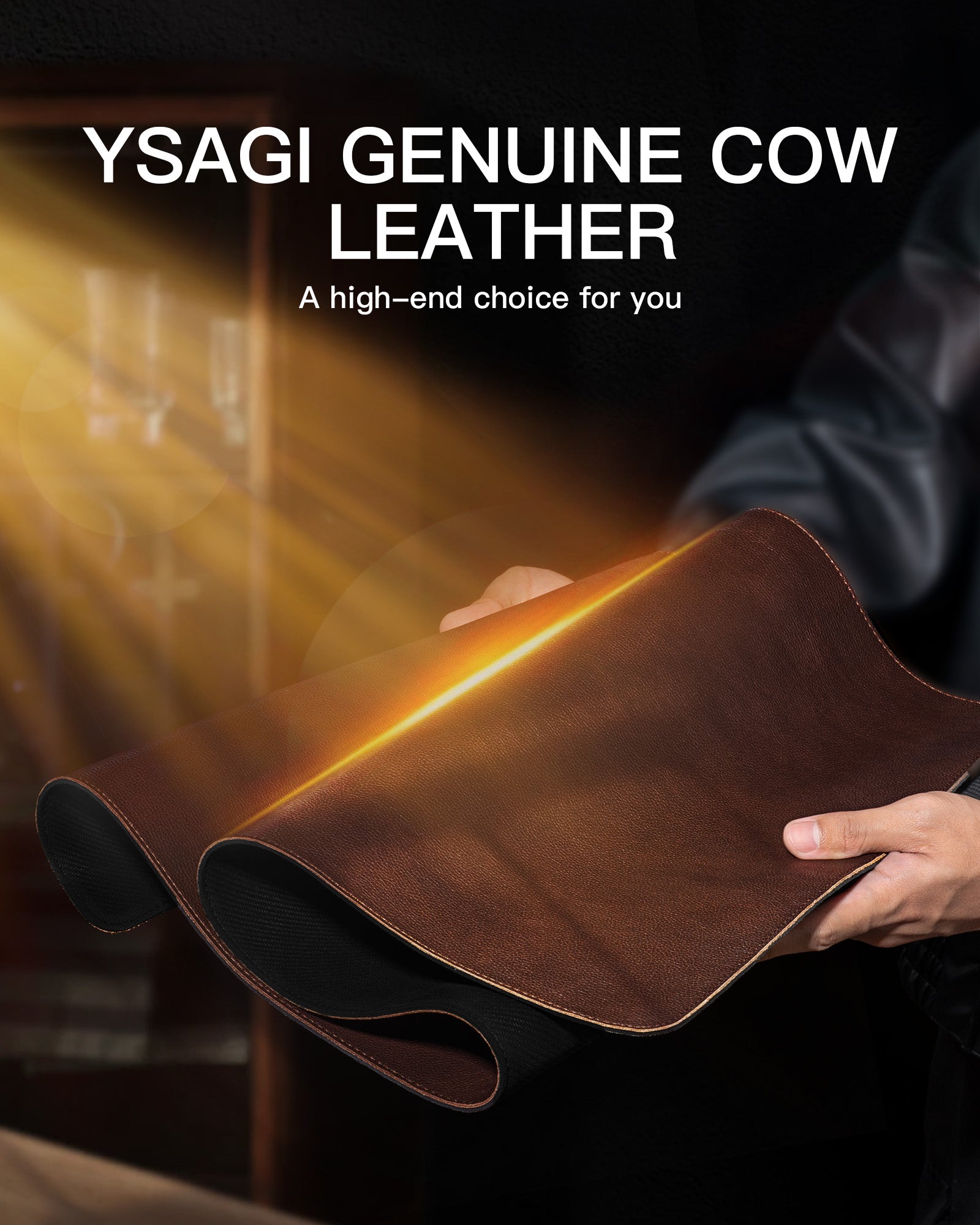 YSAGi Genuine Leather Desk Mat, 31.5"x15.8" Office Desk Pad